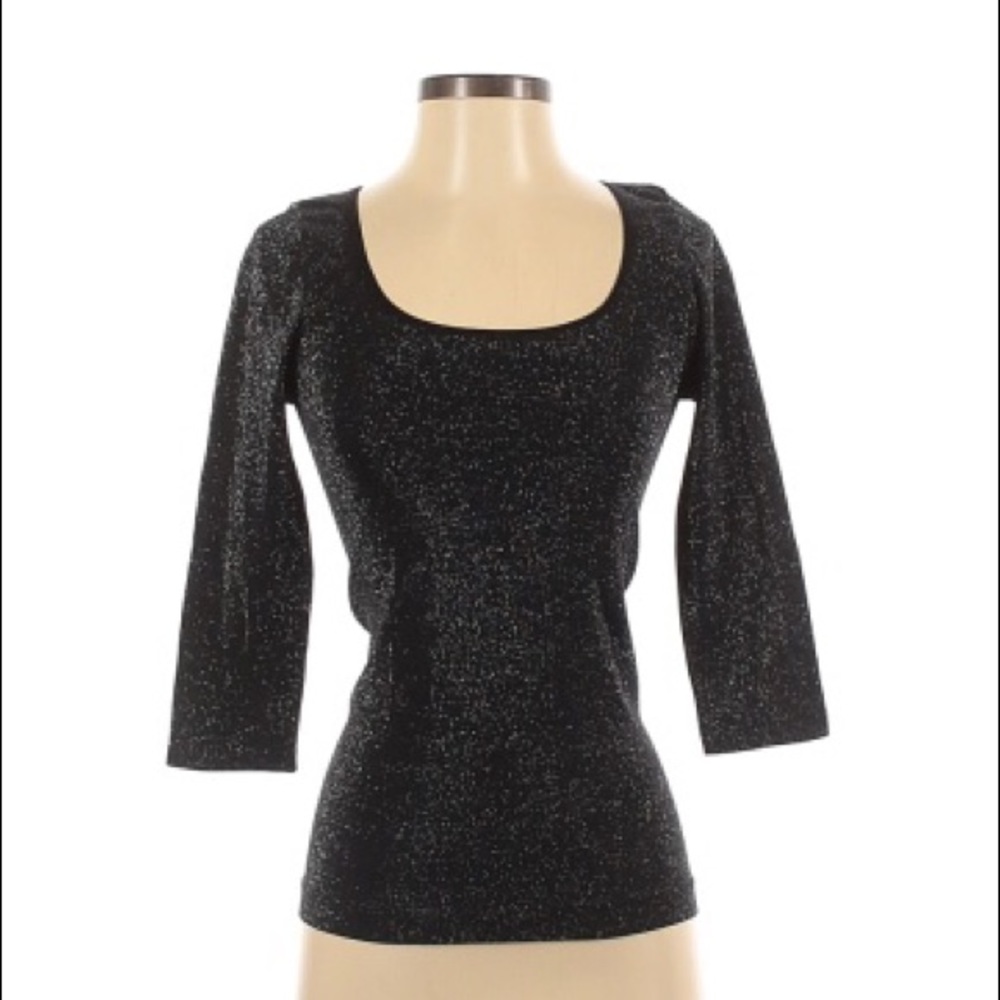 Bebe metallic sparkly long sleeve top with cutout